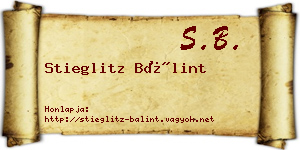 Stieglitz Bálint névjegykártya